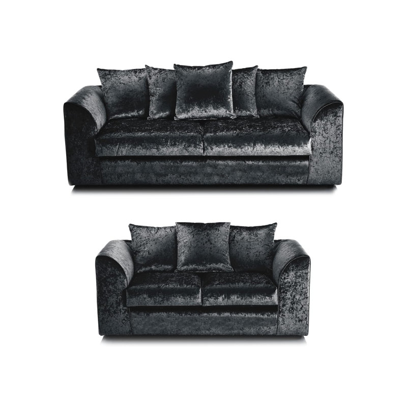 5 Seater Velvet Sofa, Black