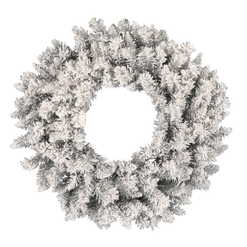 Couronne de sapin artificielle givrée, Argent, H 36 po x l 36 po x P 3 po
