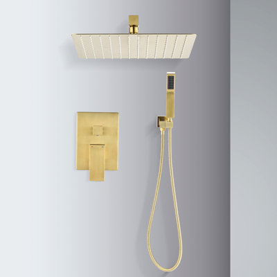 Douche de luxe en laiton doré - Tête de douche murale 10 po