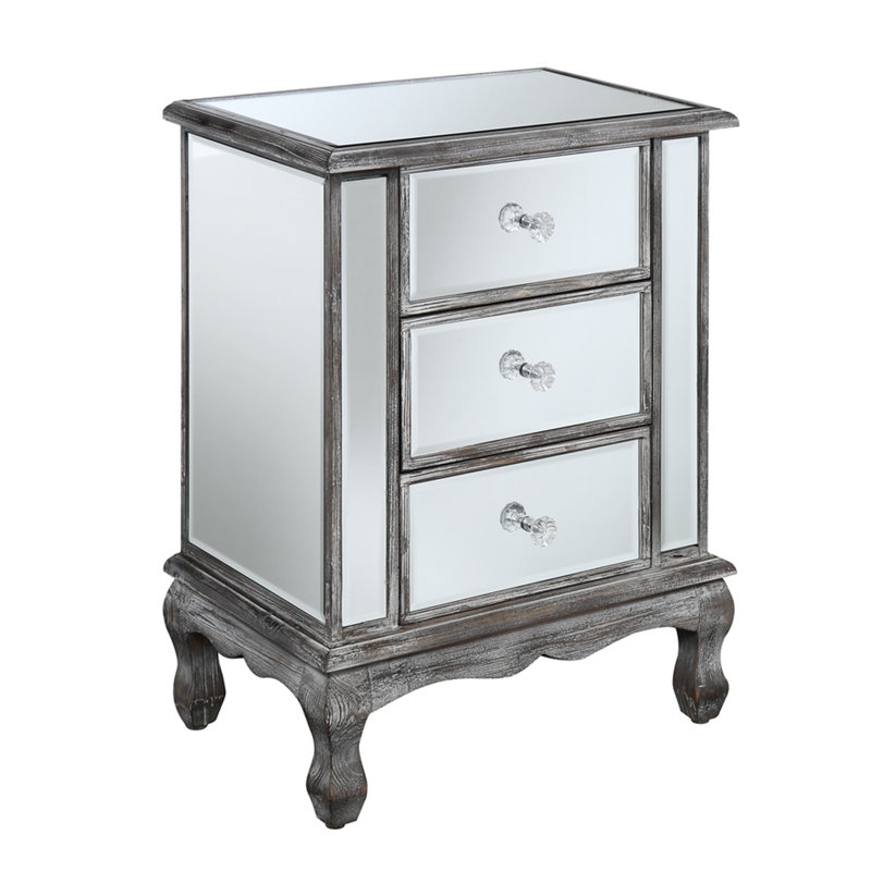 Denizhan 3 - Drawer End Table, Weathered Gray Mirror