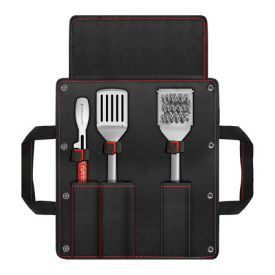 Kamado Joe Grill Tools - 3pc Kit with Case (Grill Celaning Brush, Tongs, Spatula)