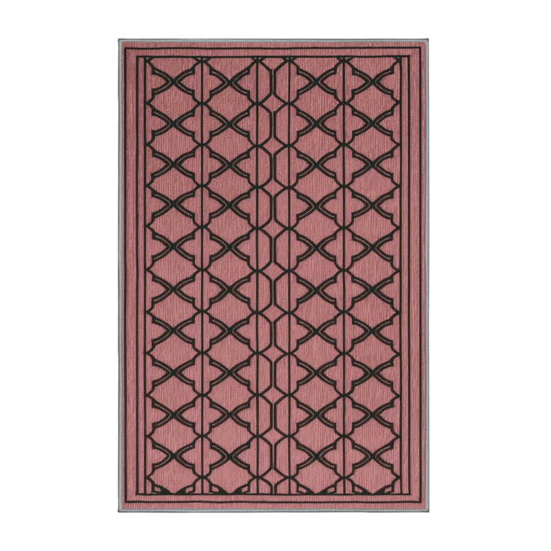 Machine Washable Trellis Brown Area Rug, Rectangle 7' x 10'