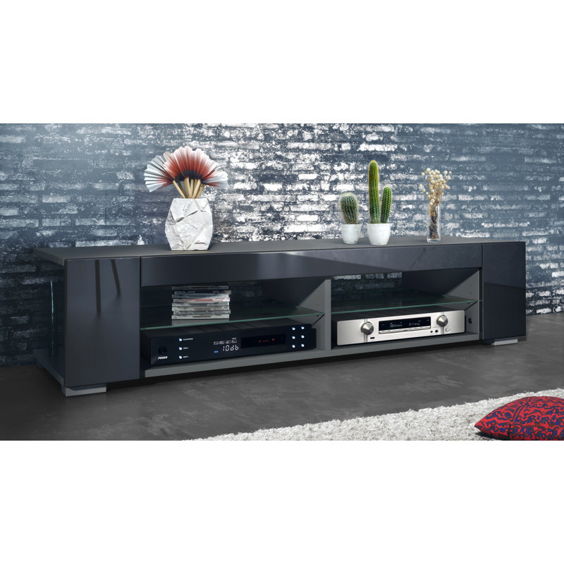 Awura Unfinished TV Stand for TVs up to 65", Glossy Black