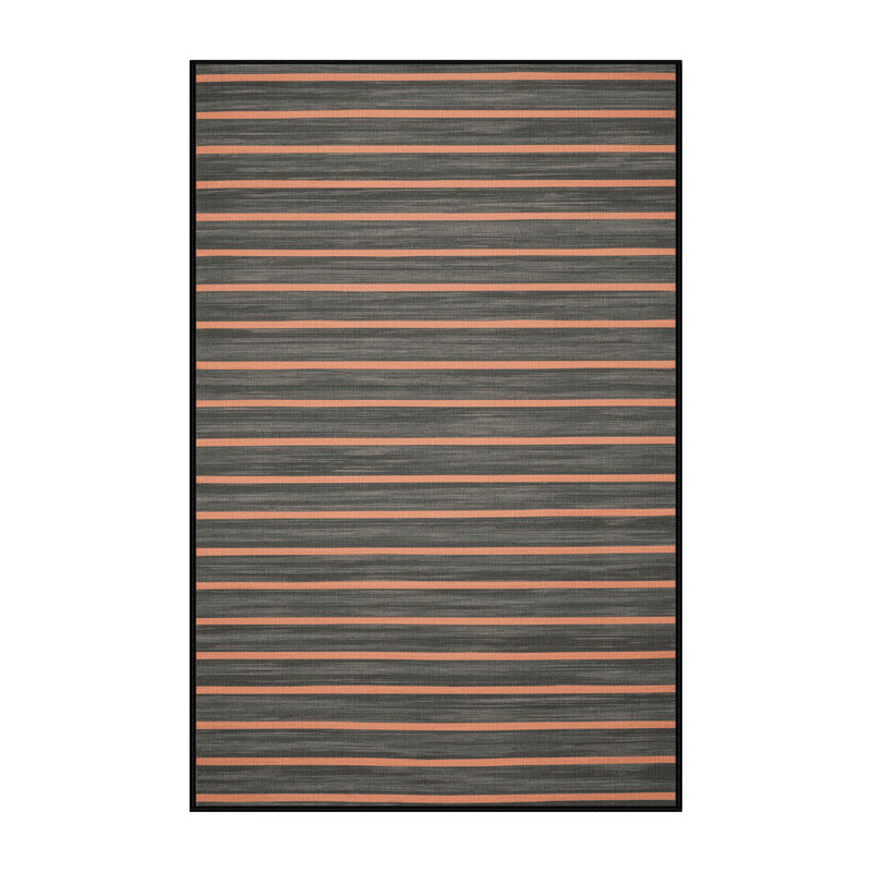 Tapis noir à rayures horizontales lavable à la machine, Rectangle de 5 pi x 8 pi