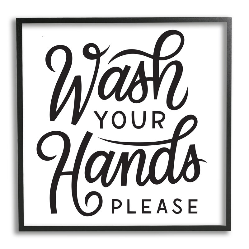 «Wash Hands S'il Vous Plaît», signe de la salle de bain par Jalynn Heerdt - impression, L 17 po x H 17 po