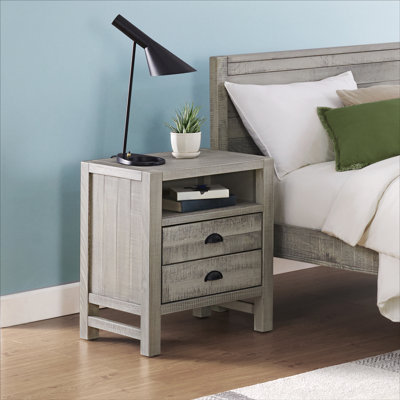 Windsor 2-Drawer Wood Nightstand for Kids Bedroom - Rustic Painted Finish, Metal Glides, Open Shelf Storage, Pine Wood Construction, 22 in. W x 17 in -  ALATERRE FURNITURE, ANWI0132
