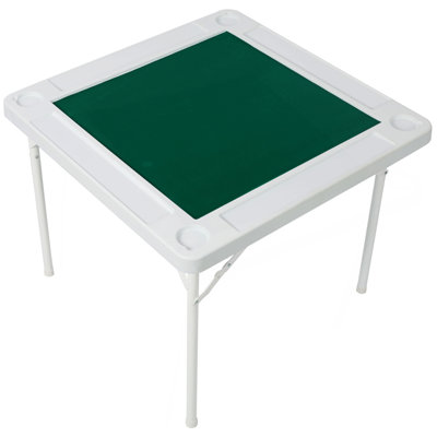 Table carrée pliante à cartes, table de Mahjong avec feutre vert, plateaux à copeaux et porte-gobelets, tables de domino portables pour 4 joueurs, tables de jeu de cartes pour le jeu de poker de mahjong