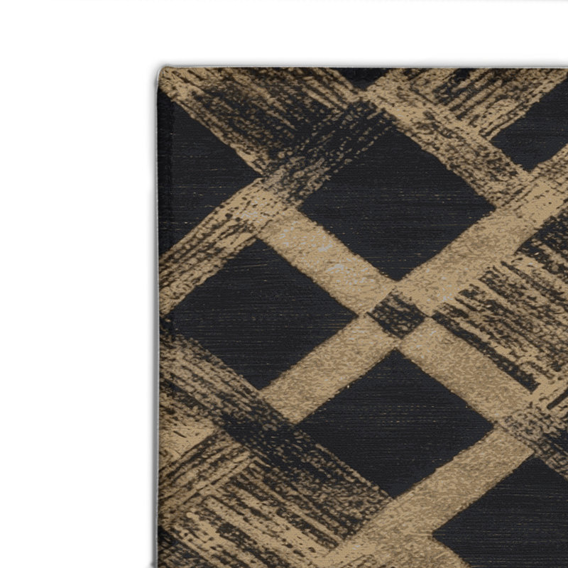 Tapis intérieur / extérieur noir à carreaux, Rectangle 4pi x 6 pi