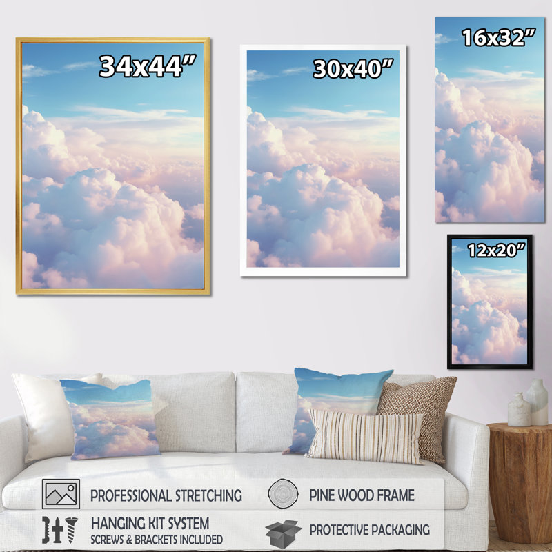 Swigert " White Sky Pure Elegance VII ", Black Picture Framed, 44" H x 34" W x 1.5" D