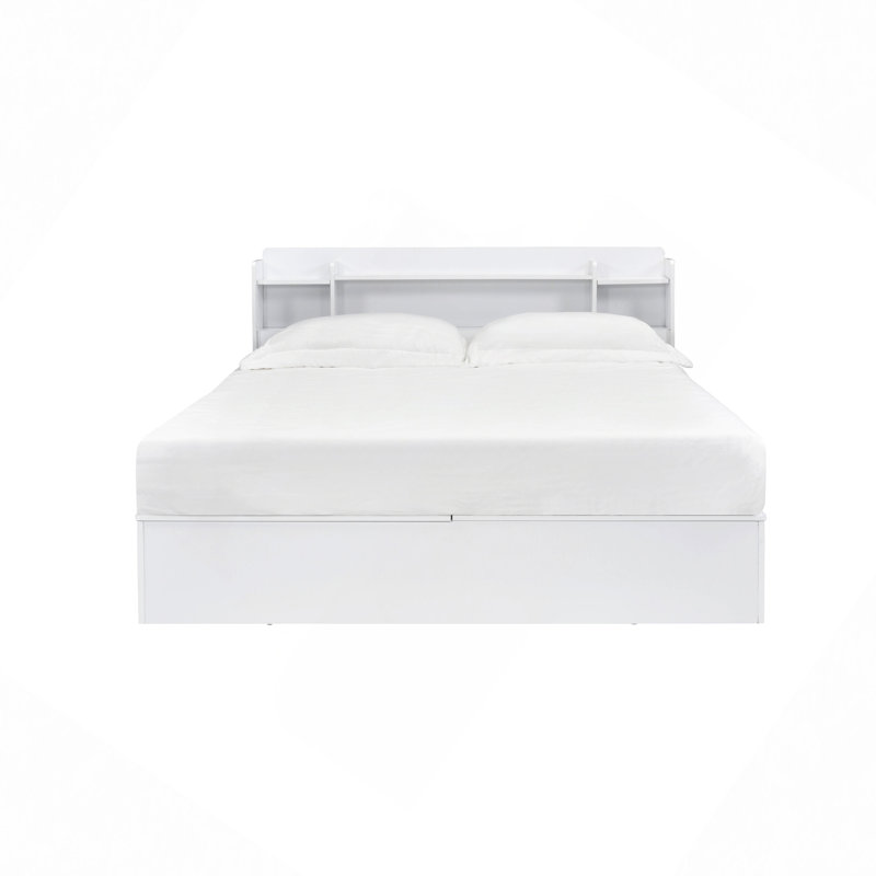 Lit de rangement - tête de lit et base avec 6 tiroirs, aucun sommier requis, pieds chromés modernes