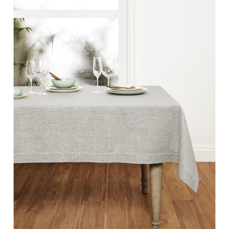 100% Pure Linen Tablecloth - Athena, Oyster Gray, 72" x 54"