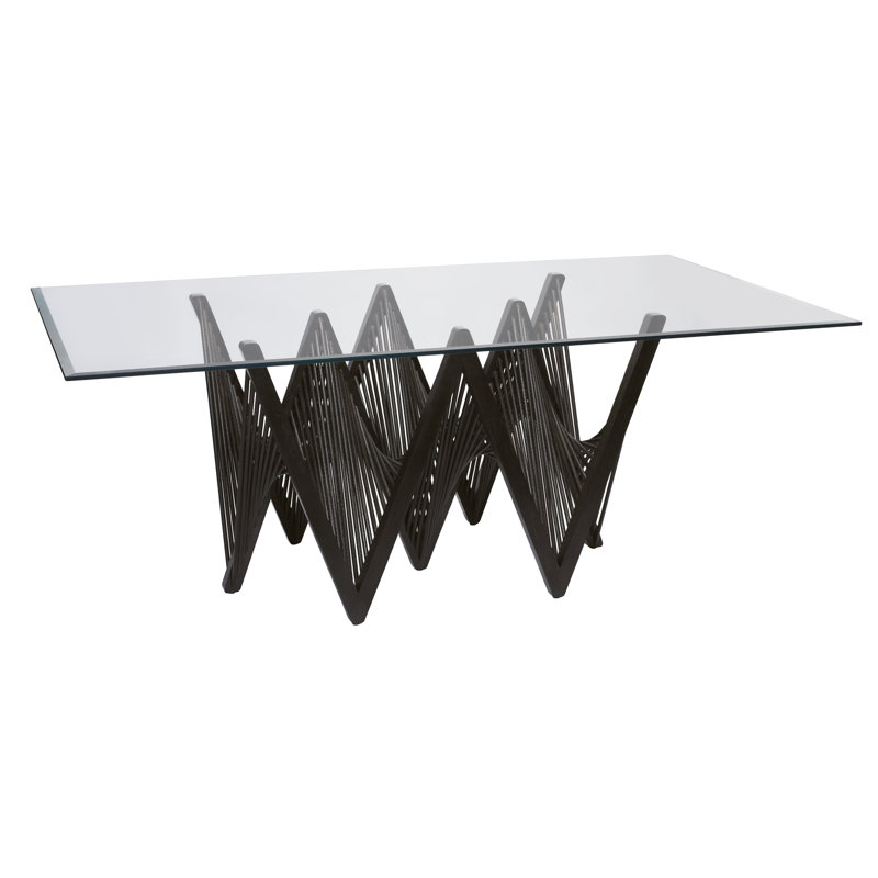 Geo 44" Lauan Wood Dining Base (No Glass), Dark Brown