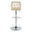 Tabouret de bar réglable avec pivot en métal chromé, bois naturel et similicuir crème avec repose-pieds arrondi en T - ensemble de 2