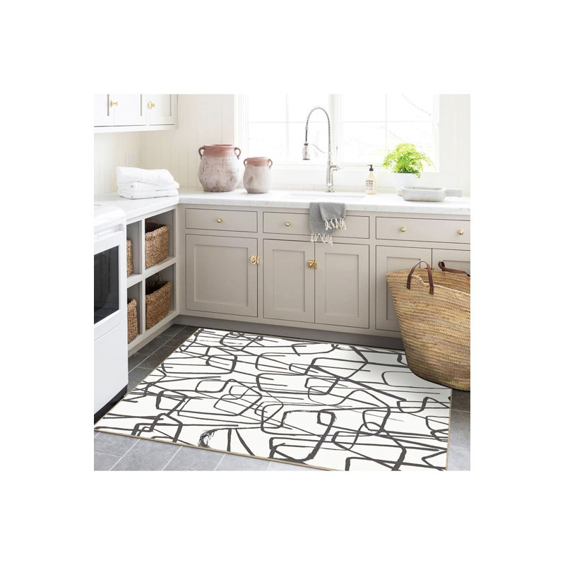 Tapis blanc lavabo lavable à la machine