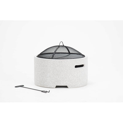 Cooleemee Round Magnesium Oxide Wood Burning Smokeless Fire Pit with Lid
