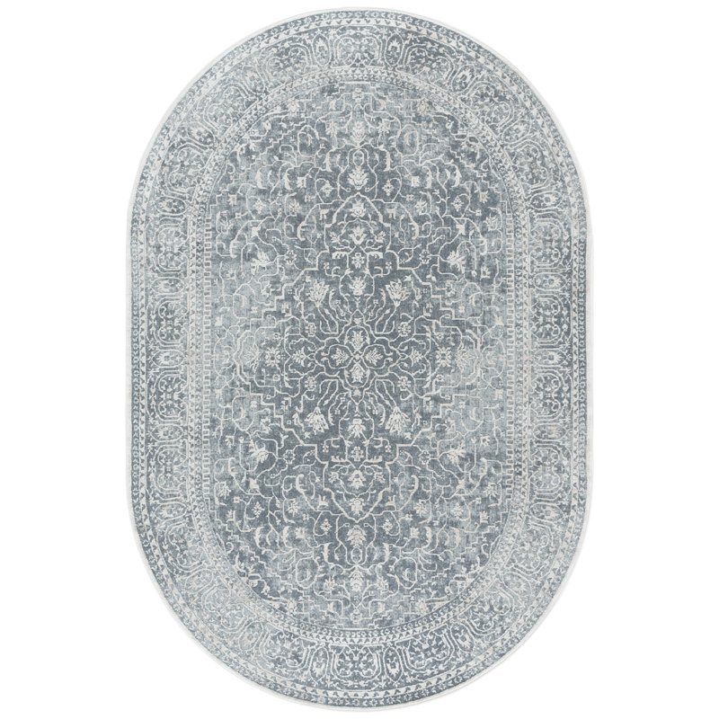 Calidia Power Loom Dark Gray/Cream Rug, Oval 5'1" x 7'6"