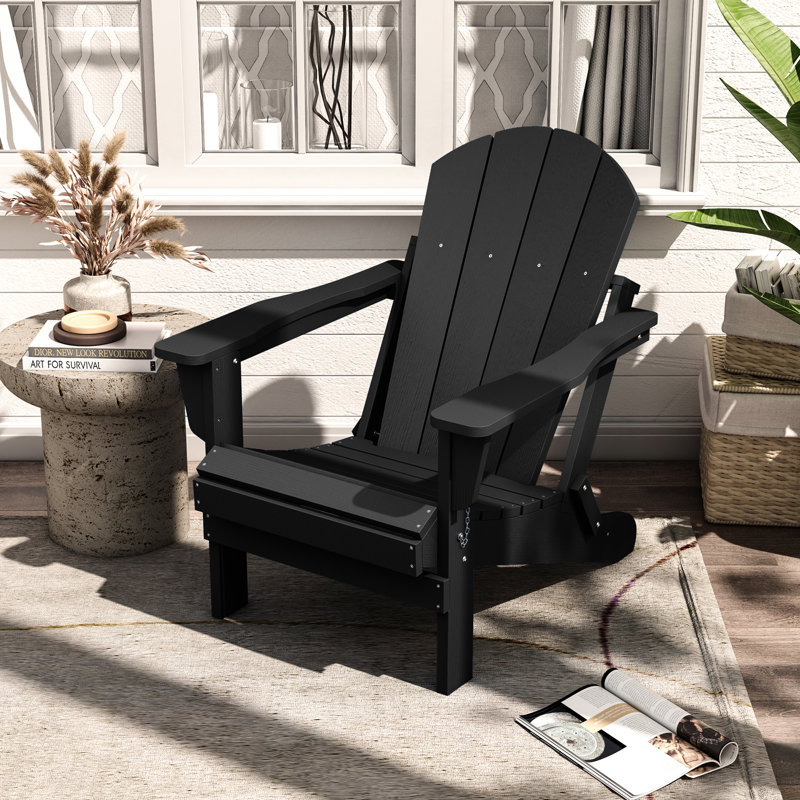 Chaise Adirondack pliante en plastique Hyginos, Noir