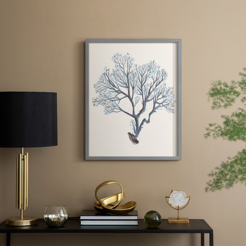 Reproduction encadrée Indigo Reef III - bois massif, H 30 po x l 24 po, Gris
