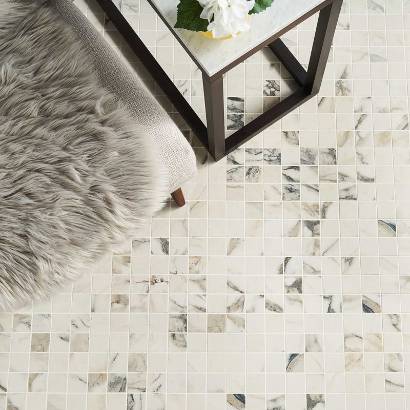 Dreamstone 2X2 Matte Porcelain Mosaic, Calacatta Rustico Matte