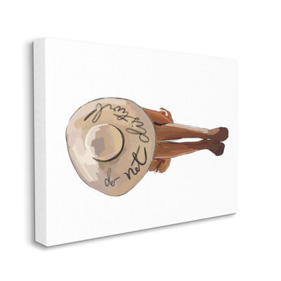 «Do Not Disturb Beach Woman Relaxing Sun Hat» par Amelia Noyes, peinture sur toile à cadre flottant