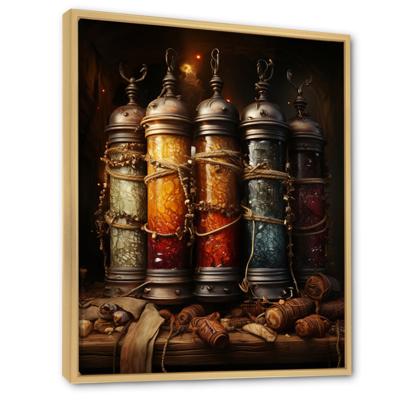 Pratto Hebrew Torah Scrolls, reproduction d'art sur toile, Cadre naturel flottant, H 32 po x l 24 po x P 1 po
