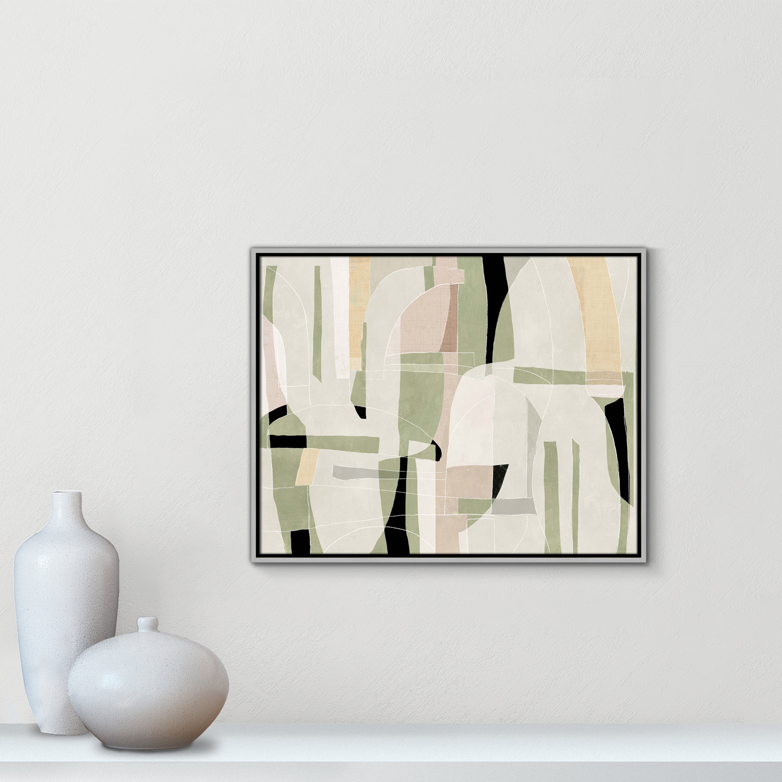 Sunny Barcelona - Floater Frame Canvas, 29.5" W x 23.5" H, Silver