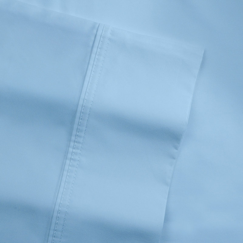 Pointehaven 500 Thread Count 100% Egyptian-Quality Cotton Long Staple Solid Duvet Set, King Duvet Cover with 2 Shams, Blue
