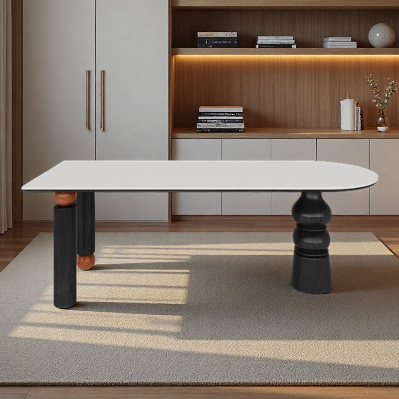Table de style roche en stratifié de style péninsule pour la maison, H 29,53 po x l 70,87 po x P 31,5 po