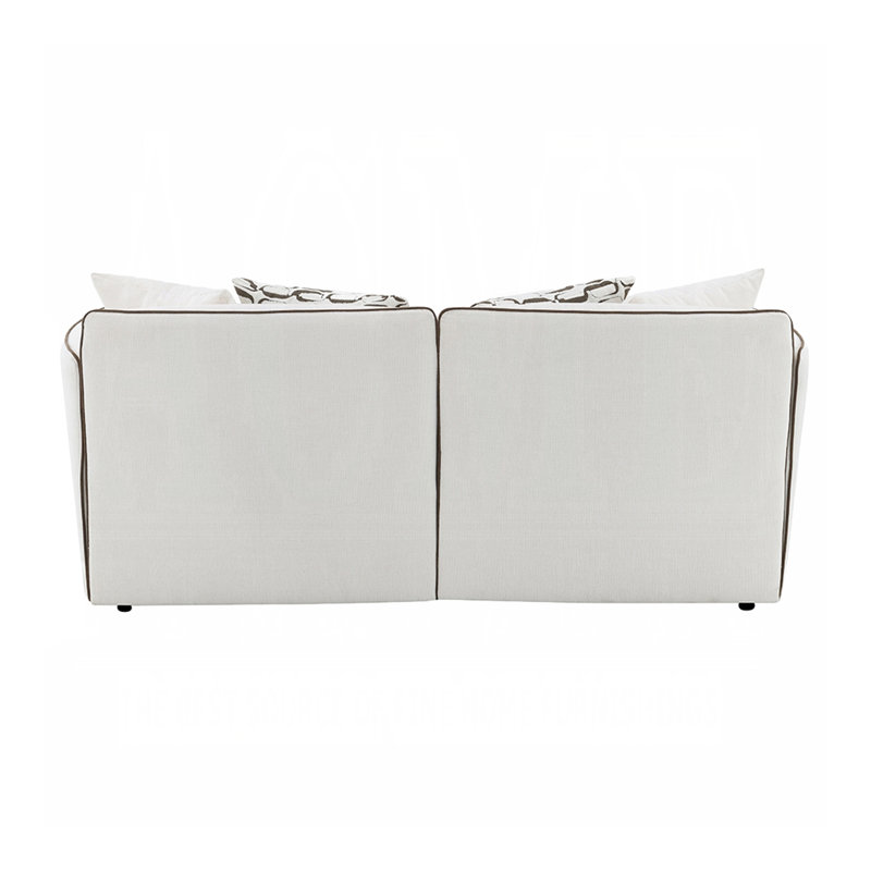 Causeuse en chenille rembourrée avec 4 coussins en chenille beige