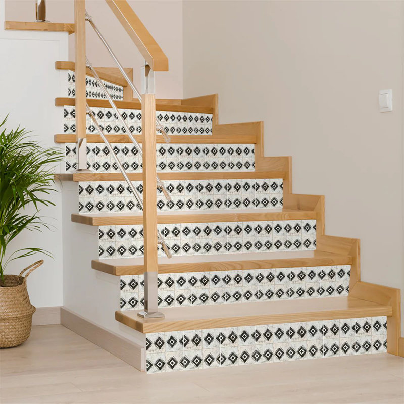 Carrelage mosaïque floral en vinyle 7 po x 7 po (ensemble de 24), Vert/blanc