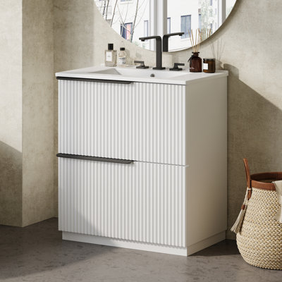 Meuble-lavabo de salle de bain avec lavabo en céramique