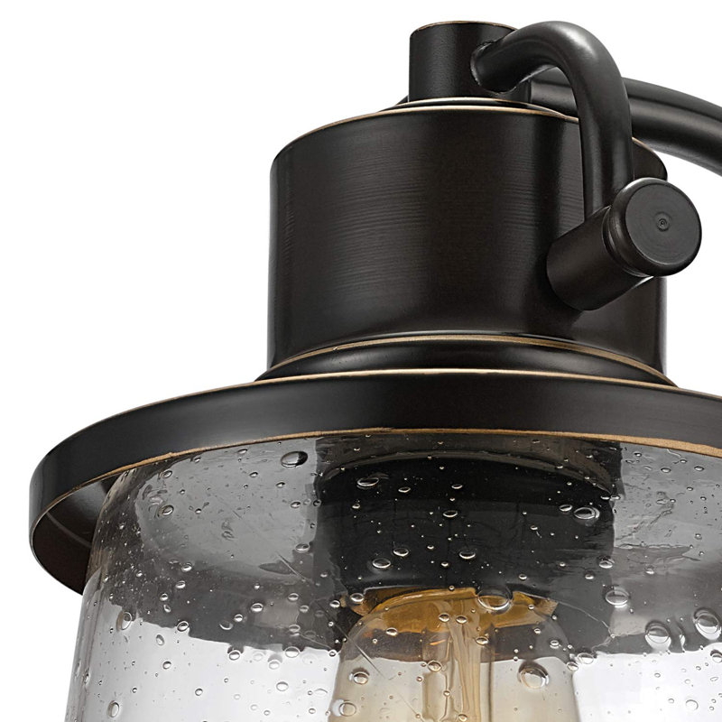 1-Light Outdoor Indoor Wall Sconce, LED Bulb Included, Oil Rubbed Bronze, Clear Seeded Glass Shade, 500 Lumen