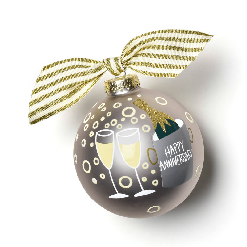 Ornement boule de verre happy anniversaire