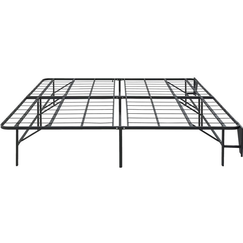 Structure de lit pliable en métal Eastern King - noir, peu encombrant pour la chambre à coucher, métal noir, profil haut, facile à installer et à utiliser