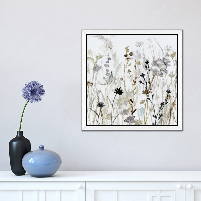 Wildflower Mist II - Print on Canvas, 93.98 cm H x 93.98 cm W, White Floater Framed