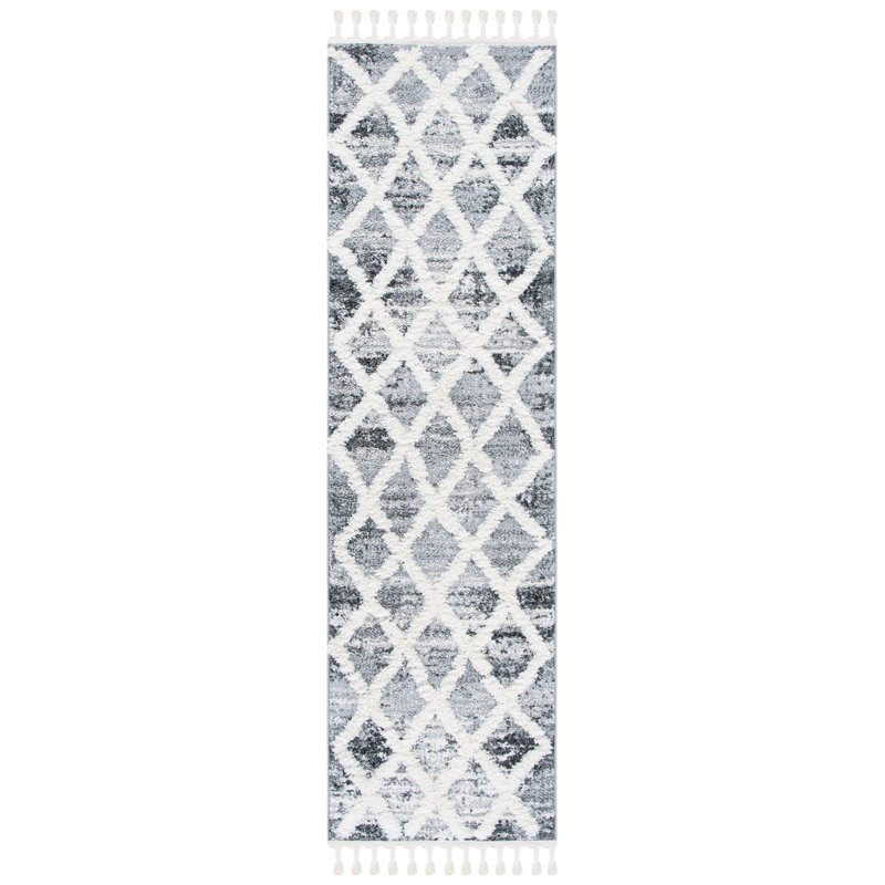 Tapis à poils longs Demelza, Tapis de couloir 2 pi 3 po x 12 pi