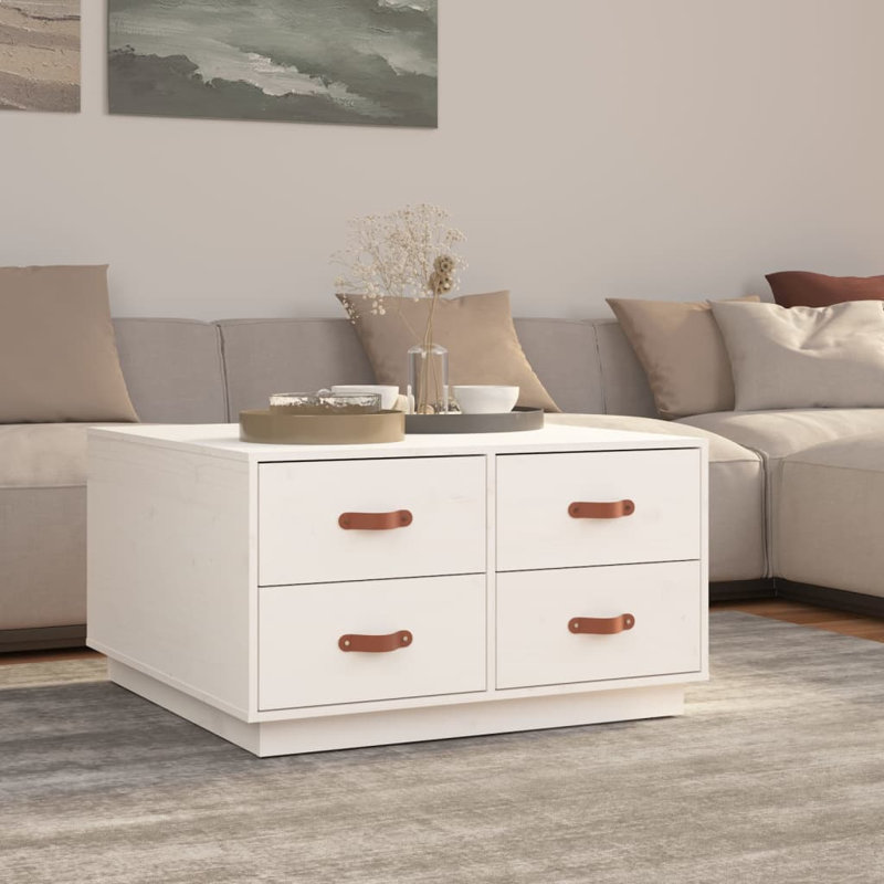 Labossiere Solid Wood Solid Coffee Table with Storage, White
