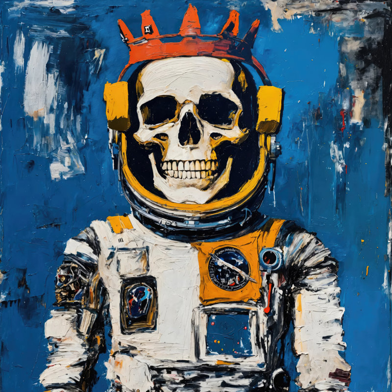 Spaceman 12-Hommage-Basquiat, estampe numérique sur toile tendue avec châssis, H 36 po x l 36 po