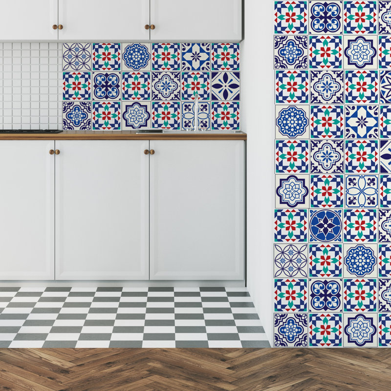 Marrakech Cobalt Blue Vintage Mix Tile Sticker - 15cm x 15cm, 2 Packs