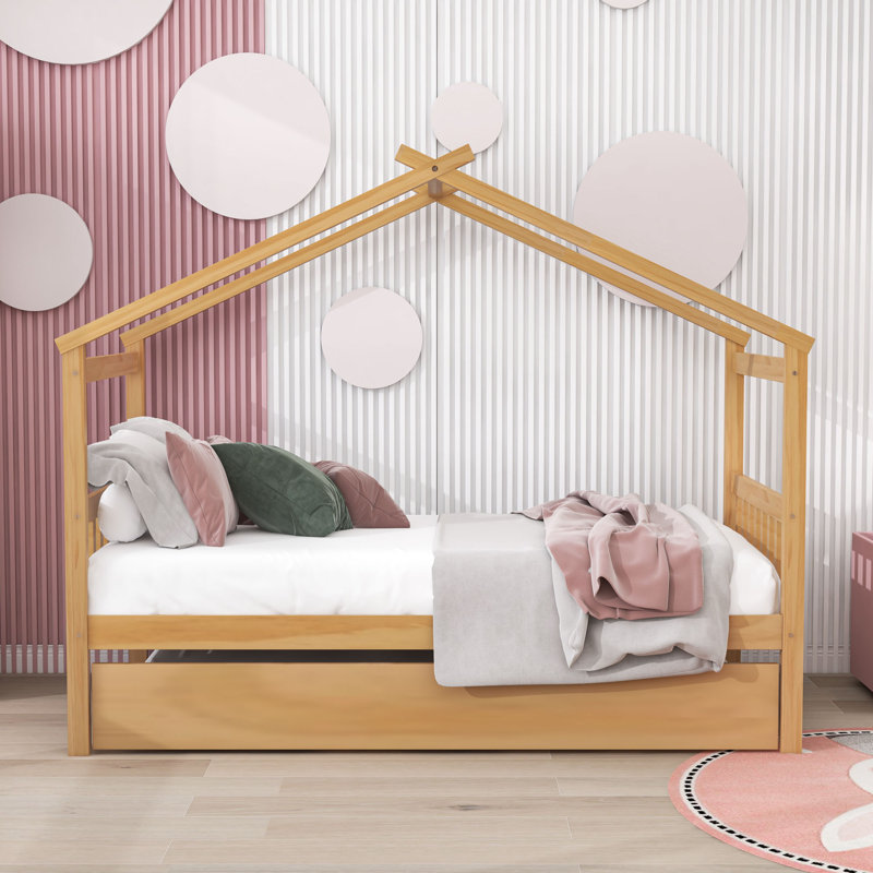 Agaro Twin House Beds Platform Bed with Trundle by  Isabelle & Max™, Natural
