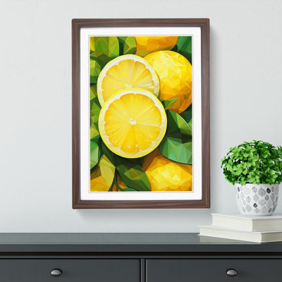 Lemon Fruit Geometric Art - Framed Print