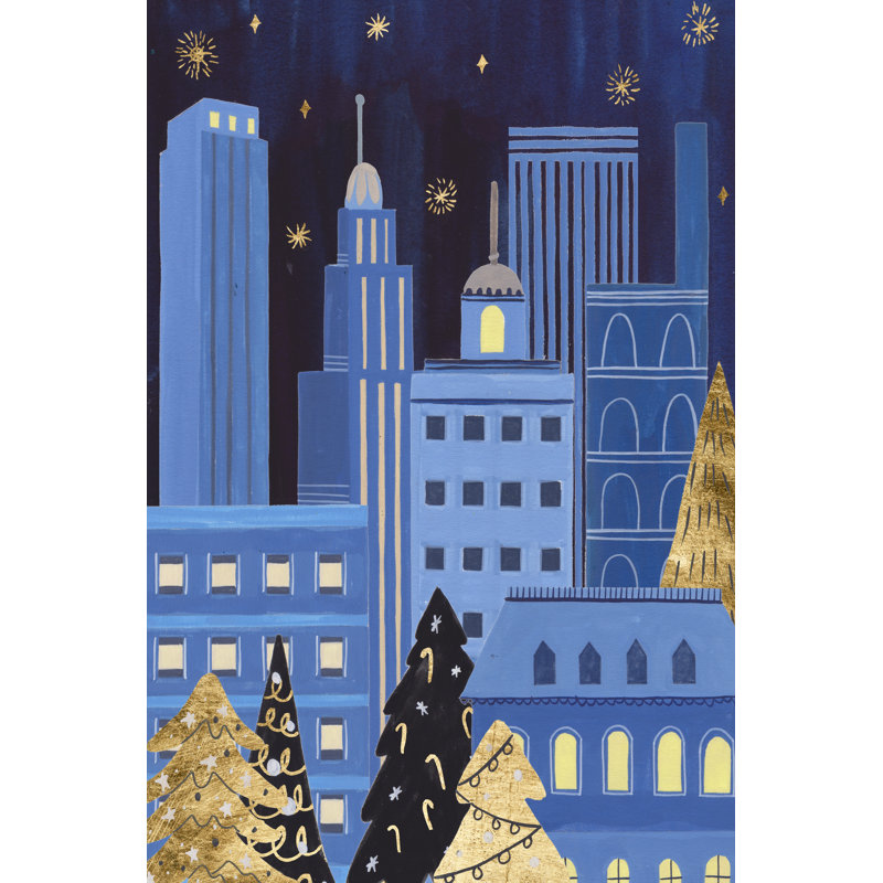 Holiday Night IV by Melissa Wang - Painting, 91cm H x 61cm W, Black Floater Framed