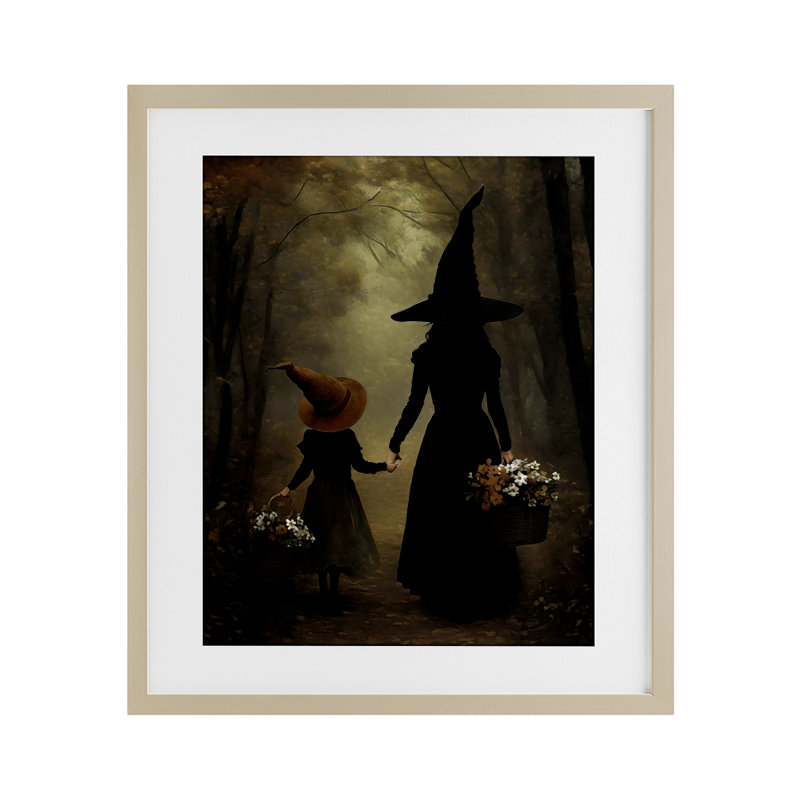 «Witch & Daughter Mystical Forest», reproduction encadrée sous verre, design par Arlington Prints, H 21 po x l 17 po