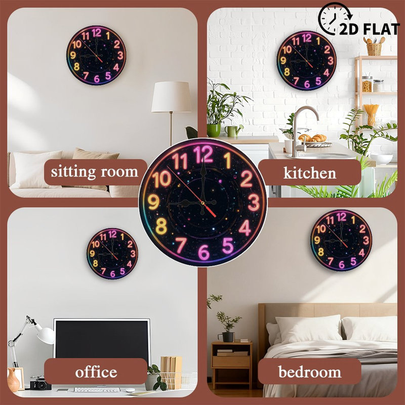 Horloge à effet néon
