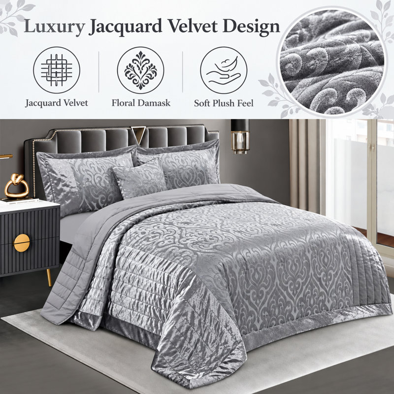 Bradwood Polyester No Pattern Bedspread with Pillow Shams Included, Double Bedspread + 2 Shams, Silver