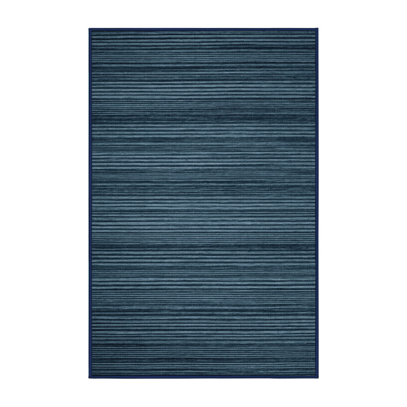 Machine Washable Horizontal Stripes Gray Area Rug