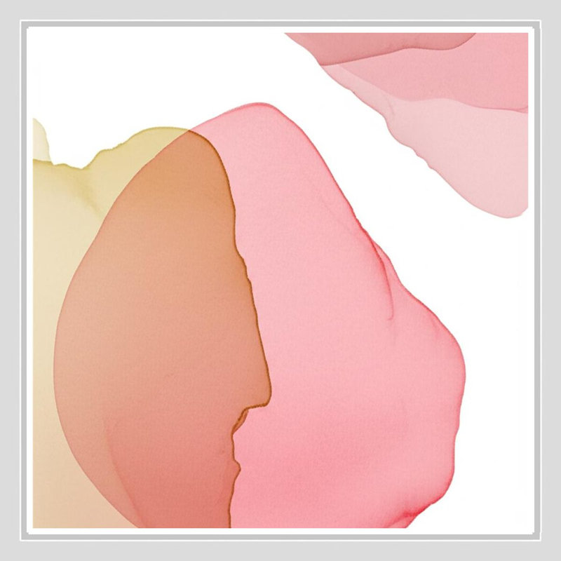 Douces formes abstraites en rose et beige - Art mural sur toile encadrée, 24" H x 24" W, White