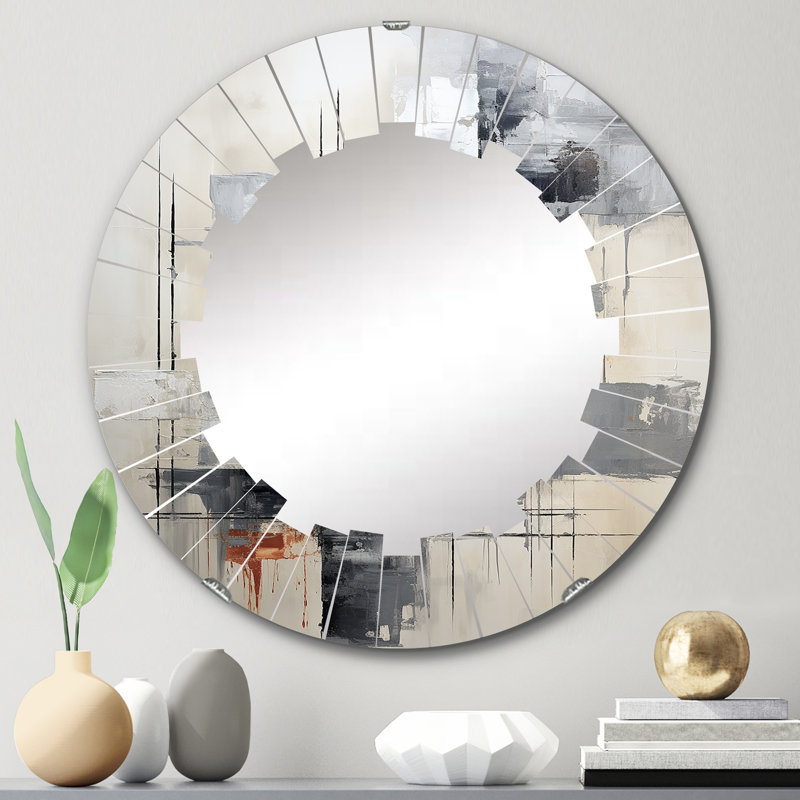 Nizana - Miroir mural moderne rond, 24 po x 24 po