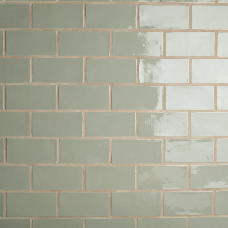 Chester 3" x 6" Ceramic Subway Wall Tile, Sage Green