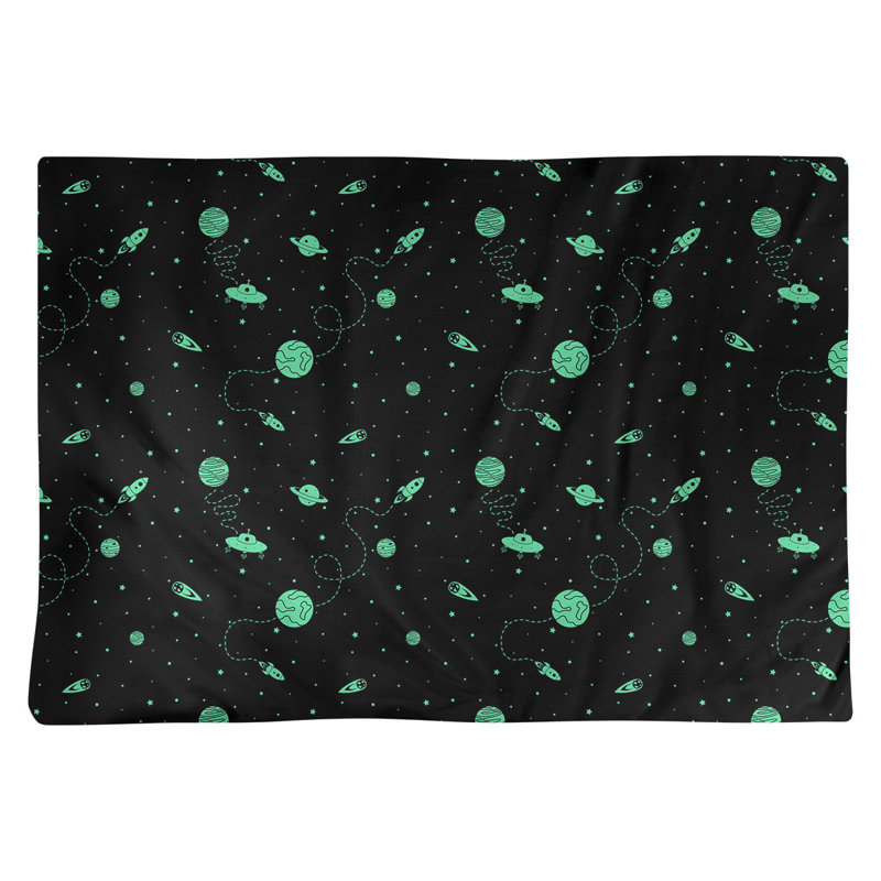 Napperon en coton 18 po Outer Space, Noir / Vert